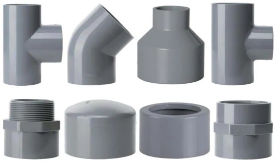 High Quality DIN Standard and ASTM Sch80 Plastic Pipe Fittings PVC Pipe Coupling Socket and Fittings UPVC Pressure Pipe Fitting for Industrial System